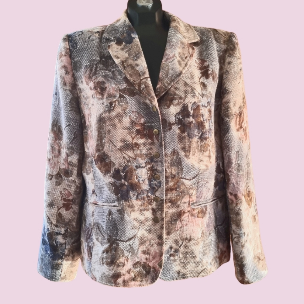 Lanalee Vtg Tapestry Floral Blazer Jacket